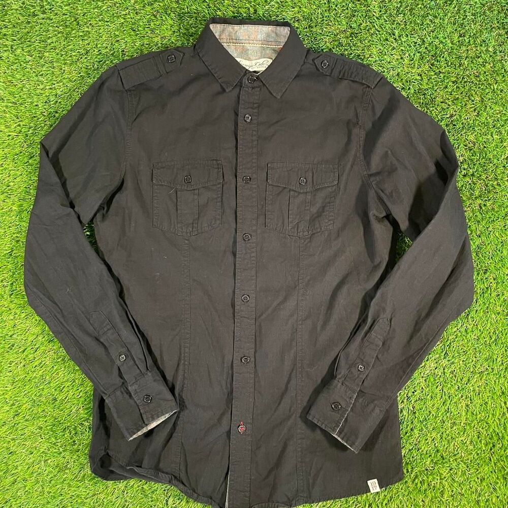 Sovereign Code Solid Black Button Up Casual Dress… - image 1